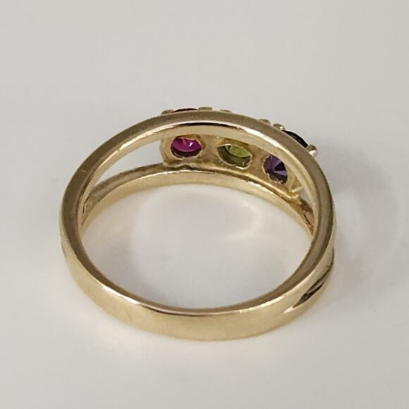 Stunning 14k Yellow Gold Colored Stones Ring Size 5.75 - Picture 11 of 12